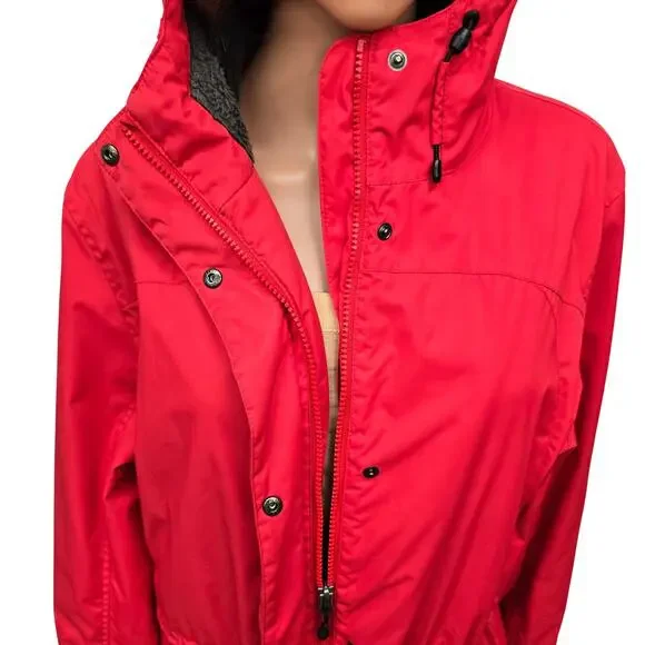L.L. Bean Winter Warmer Insulated Hooded Coat XL Reg. Red Zip & Snap Closure - Picture 4 of 12